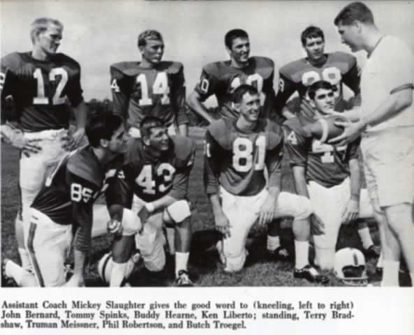 Photo of Louisiana Tech quarterbacks Phil Robertson and Terry Bradshaw from the 1968 Louisiana Tech "Lagniappe" yearbook