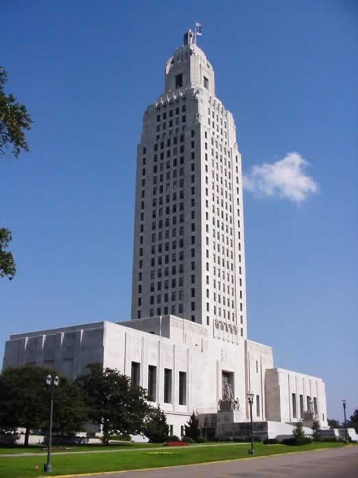 The Louisiana State Capitol, view from the southwest