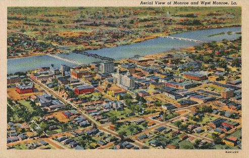 Aerial View of Monroe and West Monroe, Louisiana