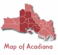 Map showing the 22 parishes of Acadiana