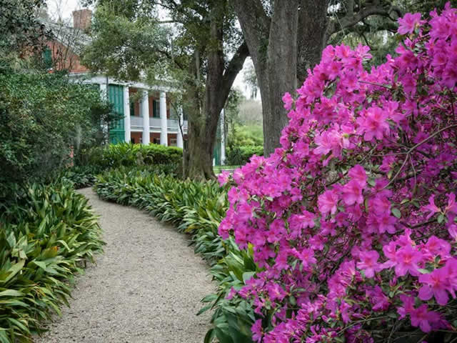 Shadows on the Teche in New Iberia, Louisiana, with azaleas in bloom in the spring