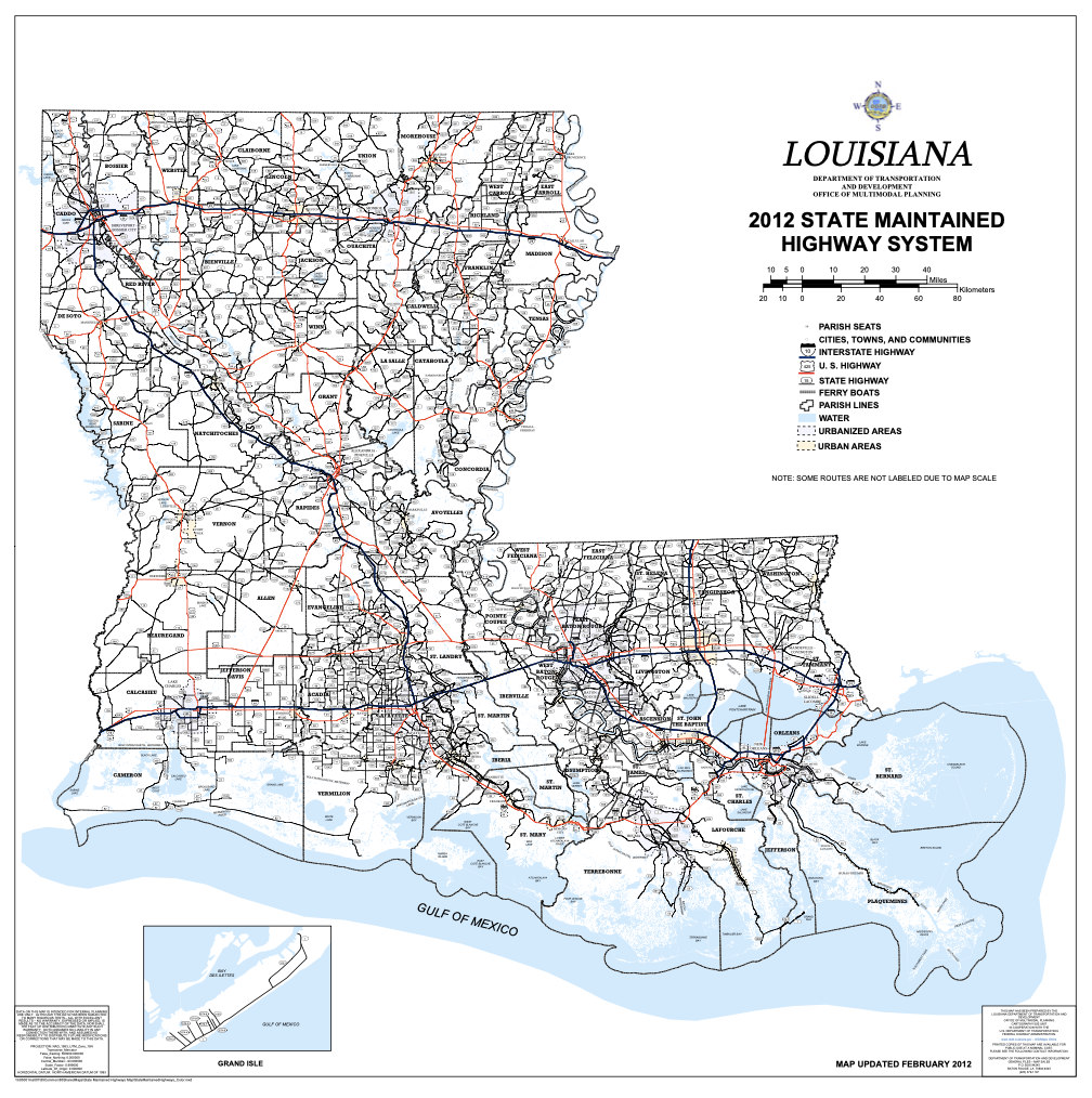 Louisiana State Maintained Highway System Map ... click to enlarge