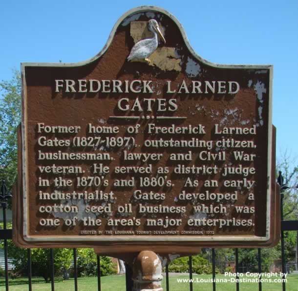Historical marker of the former home of Frederick Larned Gates