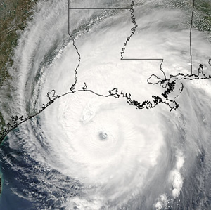 Hurricane Rita approaching the Louisiana Gulf Coast
