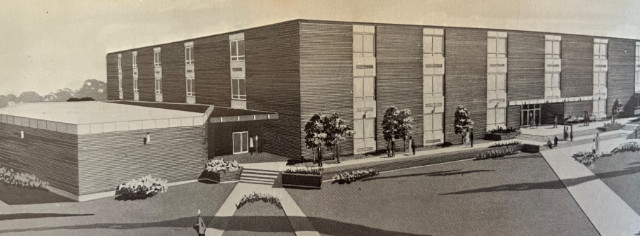Architect's drawing of the proposed George T. Madison classroom building at Louisiana Tech - 1967