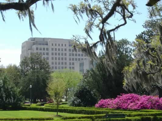 The Louisiana State Capitol Grounds, looking towards the south and the LaSalle Building