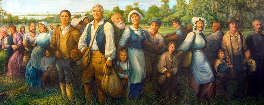 The "Arrival of the Acadians in Louisiana" mural